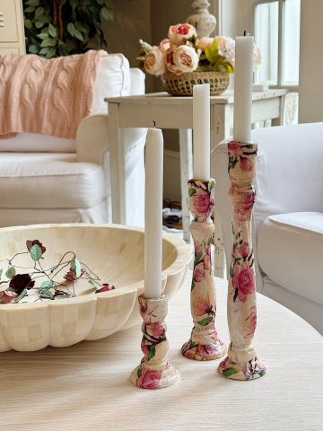 Decoupage Floral Candlesticks