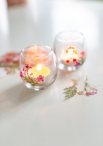 Pressed Flower Candle Votives